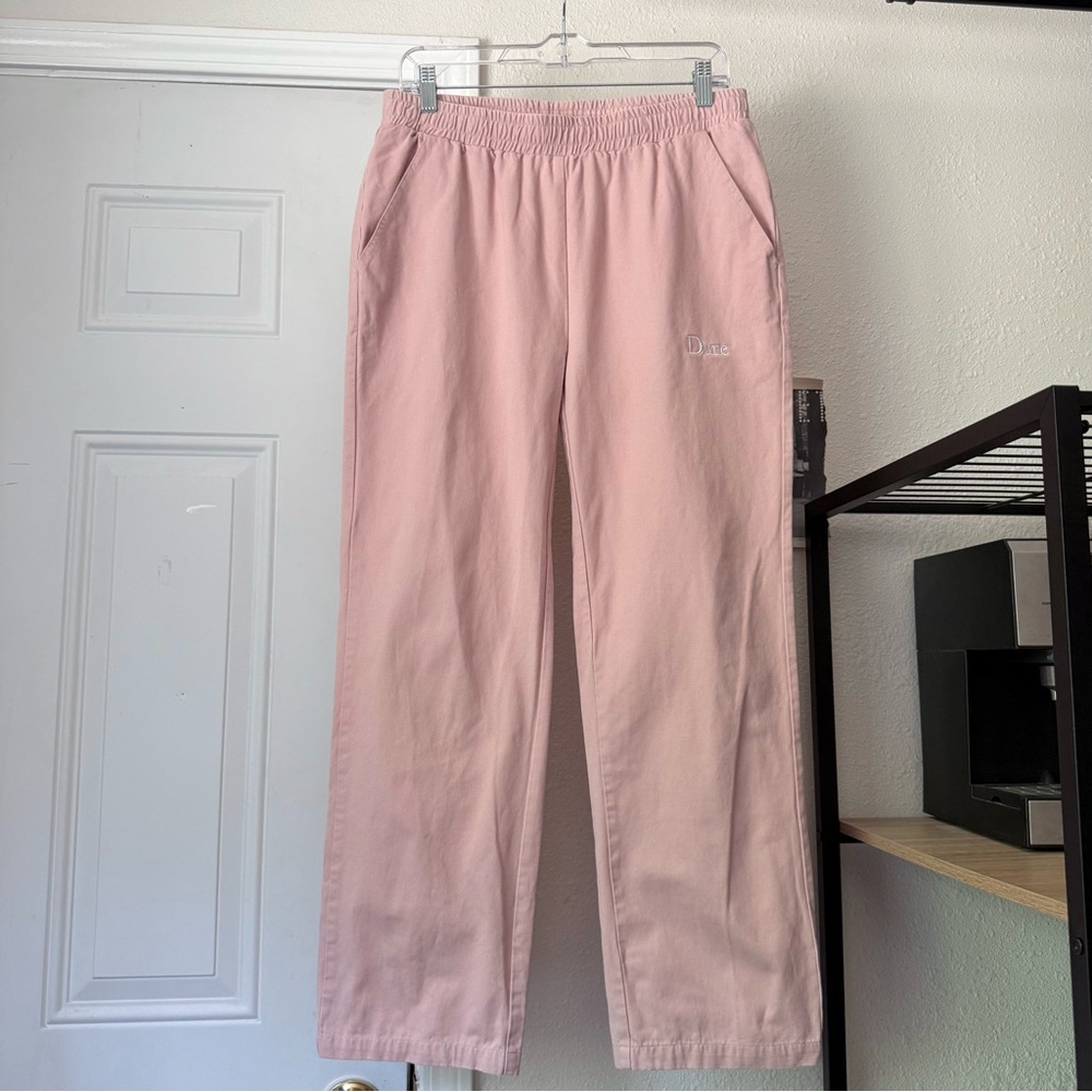 DIME light pink‎ cotton straight leg cropped pants